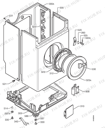 Взрыв-схема стиральной машины Privileg 056111 3 - Схема узла Cabinet + armatures